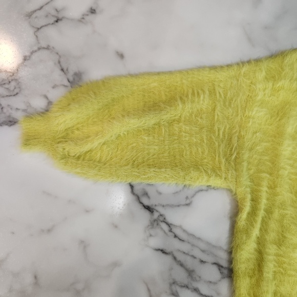 London Kaye Lime-Yellow Fuzzy Sweater - Picture 2 of 3